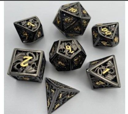 Game Habit Brach Roof Hollow Dragon Metal Poly 7 Dice Set | Dragon's Lair Comics and Fantasy Houston TX