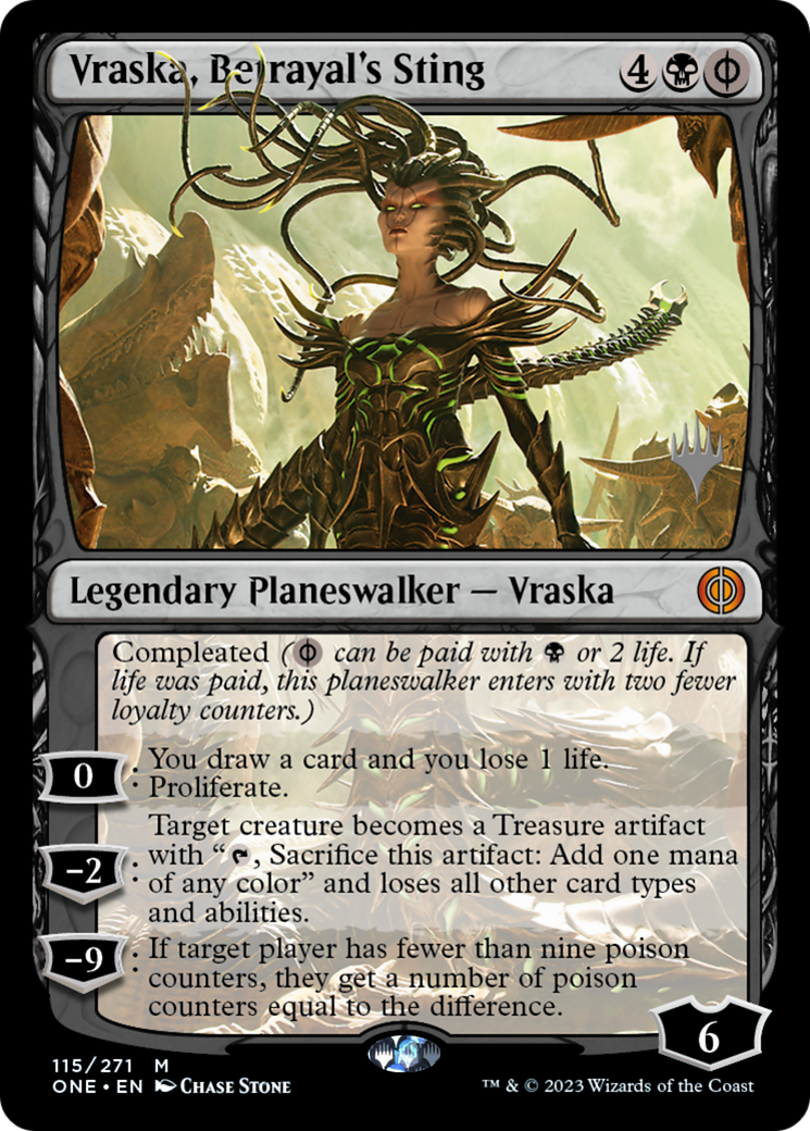 Vraska, Betrayal's Sting (Promo Pack) [Phyrexia: All Will Be One Promos] | Dragon's Lair Comics and Fantasy Houston TX