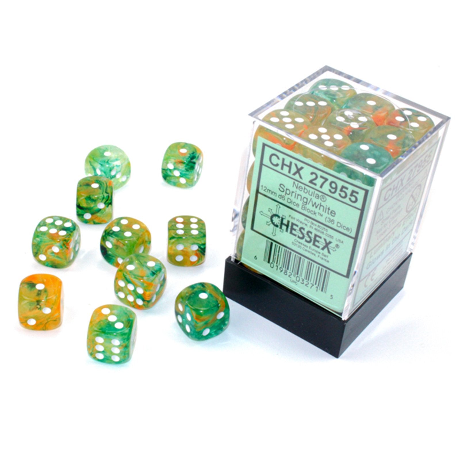 Chessex Nebula 12mm D6 Set: Spring With White Luminary | Dragon's Lair Comics and Fantasy Houston TX