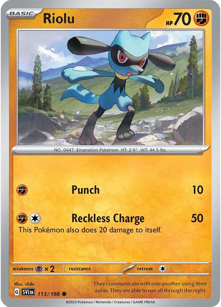 Riolu (113/198) [Scarlet & Violet: Base Set] | Dragon's Lair Comics and Fantasy Houston TX