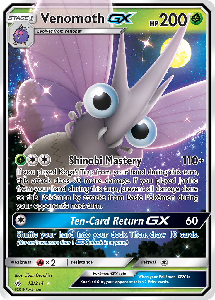 Venomoth GX (12/214) [Sun & Moon: Unbroken Bonds] | Dragon's Lair Comics and Fantasy Houston TX