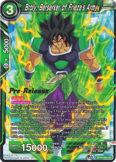 Broly, Berserker of Frieza's Army (BT14-084) [Cross Spirits Prerelease Promos] | Dragon's Lair Comics and Fantasy Houston TX