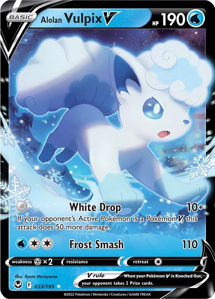 Alolan Vulpix V (033/195) [Sword & Shield: Silver Tempest] | Dragon's Lair Comics and Fantasy Houston TX