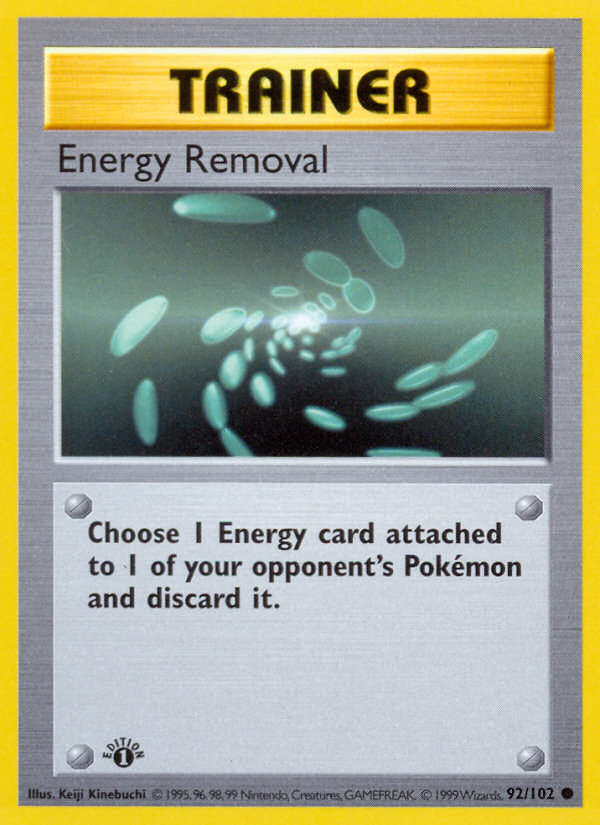 Energy Removal (92/102) (Shadowless) [Base Set 1st Edition] | Dragon's Lair Comics and Fantasy Houston TX