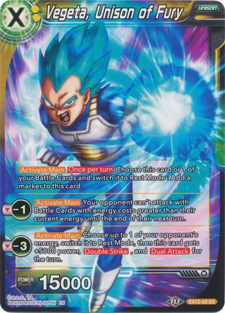 Vegeta, Unison of Fury (EX12-02) [Universe 11 Unison] | Dragon's Lair Comics and Fantasy Houston TX