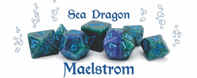 Black Oak Workshop Glitterwing Sea Dragon Poly 7 Dice Set | Dragon's Lair Comics and Fantasy Houston TX