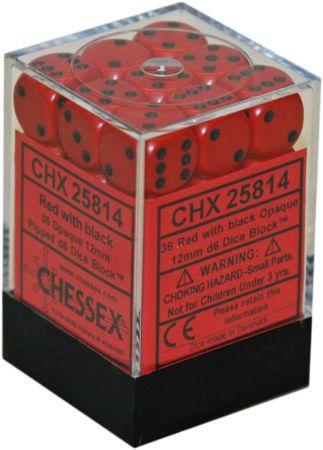 Chessex Opaque 12mm D6 Red/Black 36 ct | Dragon's Lair Comics and Fantasy Houston TX