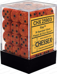 Chessex Fire Elemental 12mm D6 Dice Block 36 ct | Dragon's Lair Comics and Fantasy Houston TX