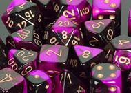 Chessex Gemini 4 Poly Black Purple/Gold Poly 7 Set | Dragon's Lair Comics and Fantasy Houston TX