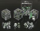 Chessex Gemini 5 Poly Black Grey/Green Poly 7 Set | Dragon's Lair Comics and Fantasy Houston TX