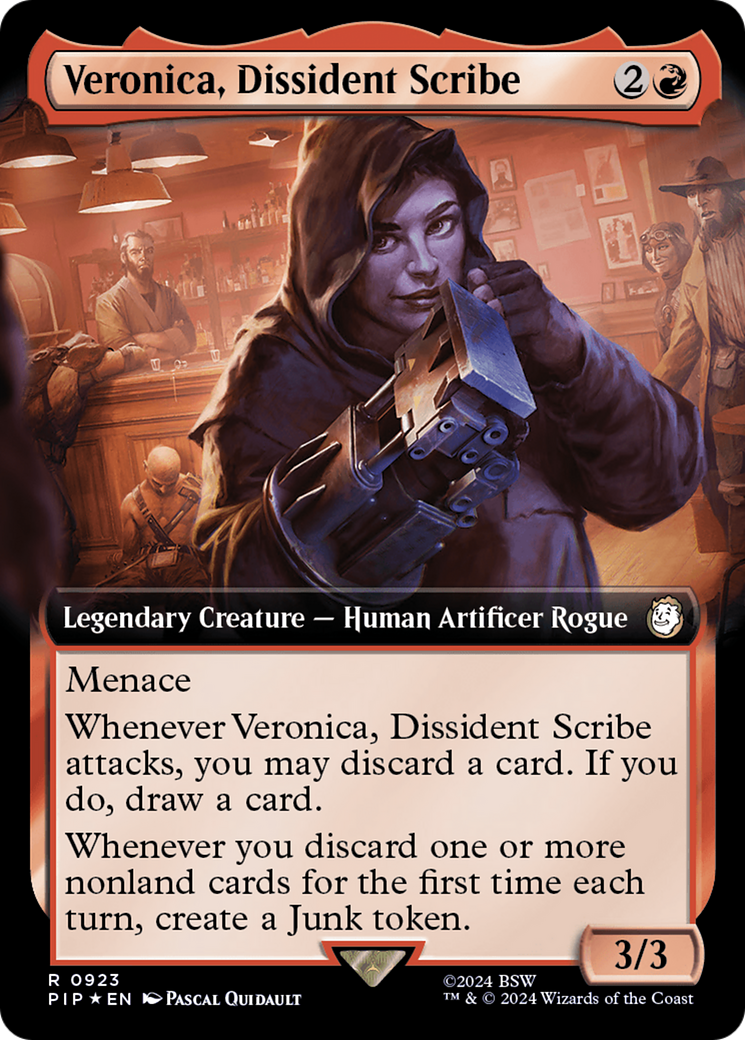 Veronica, Dissident Scribe (Extended Art) (Surge Foil) [Fallout] | Dragon's Lair Comics and Fantasy Houston TX