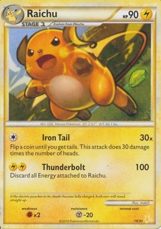 Raichu (19/30) [HeartGold & SoulSilver: Trainer Kit - Raichu] | Dragon's Lair Comics and Fantasy Houston TX