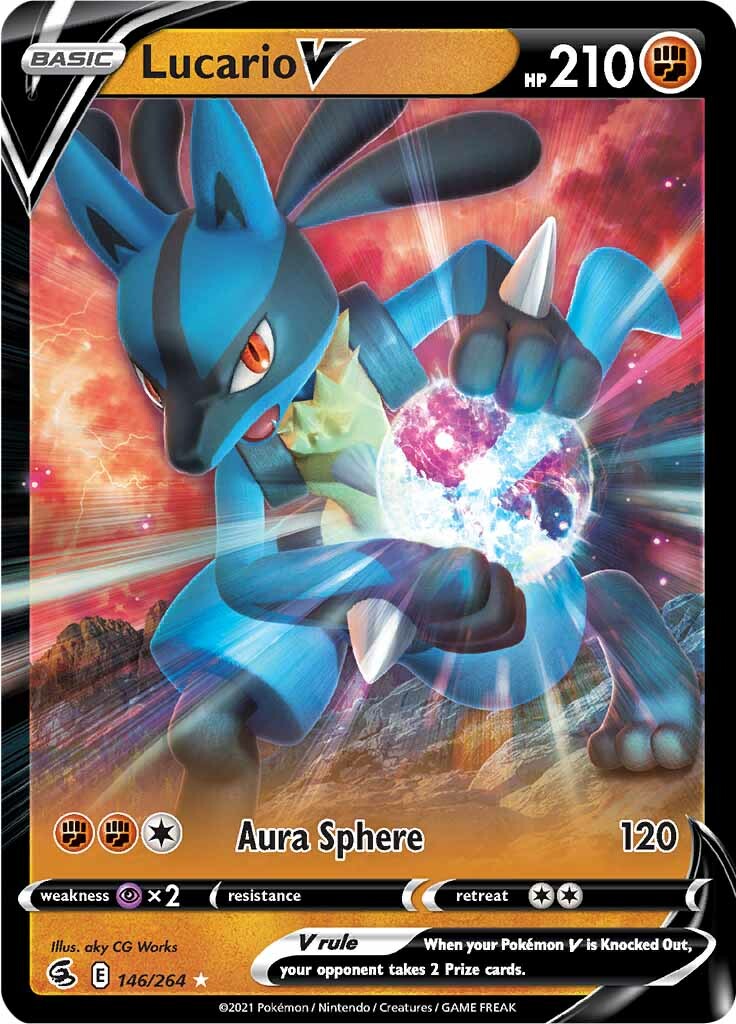 Lucario V (146/264) (Jumbo Card) [Sword & Shield: Fusion Strike] | Dragon's Lair Comics and Fantasy Houston TX