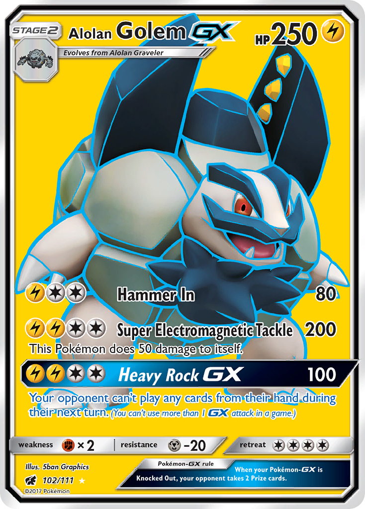 Alolan Golem GX (102/111) [Sun & Moon: Crimson Invasion] | Dragon's Lair Comics and Fantasy Houston TX