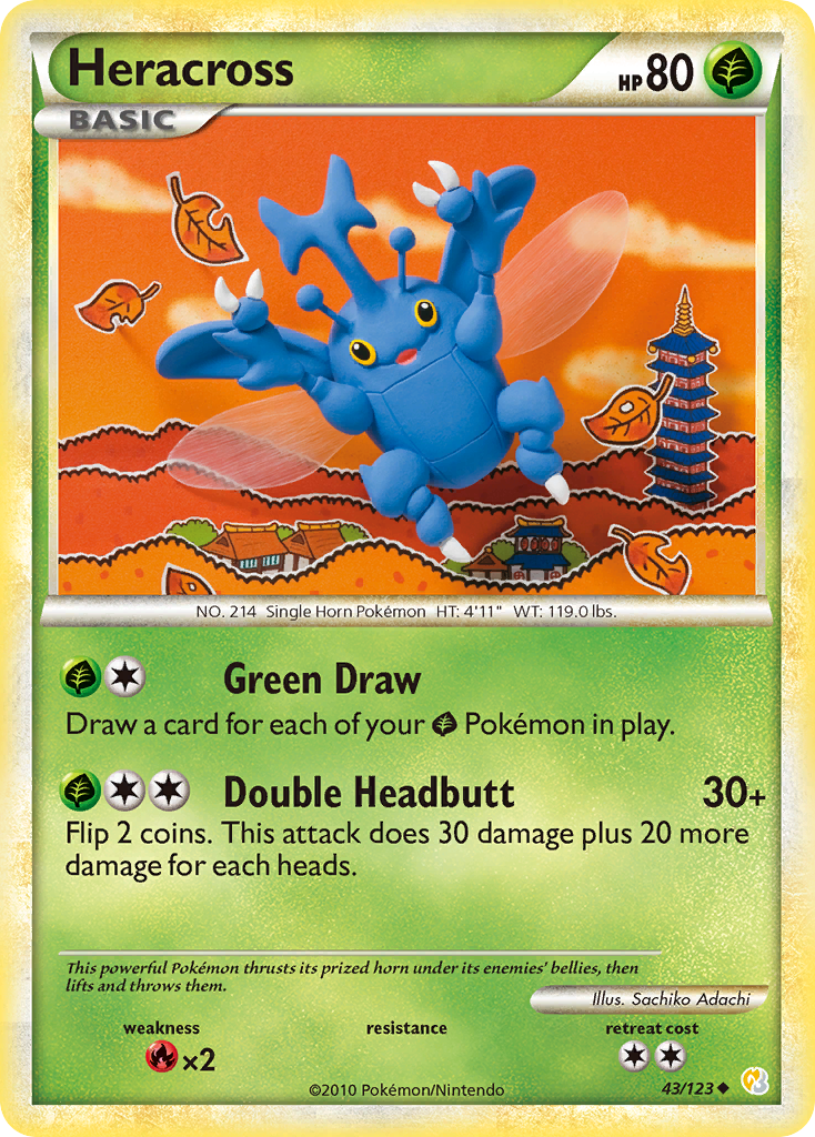 Heracross (43/123) [HeartGold & SoulSilver: Base Set] | Dragon's Lair Comics and Fantasy Houston TX