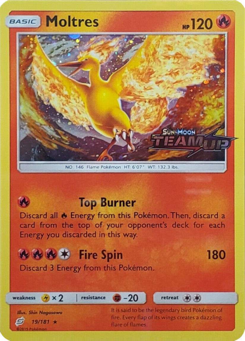 Moltres (19/181) (Stamped) [Sun & Moon: Team Up] | Dragon's Lair Comics and Fantasy Houston TX