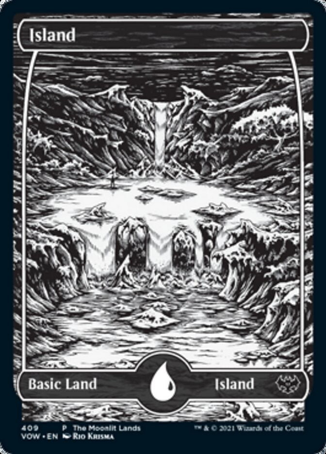 Island (The Moonlit Lands) (Foil Etched) [Innistrad: Crimson Vow Promos] | Dragon's Lair Comics and Fantasy Houston TX