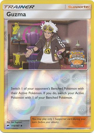 Guzma (115/147) (League Promo) (Staff) [Sun & Moon: Burning Shadows] | Dragon's Lair Comics and Fantasy Houston TX