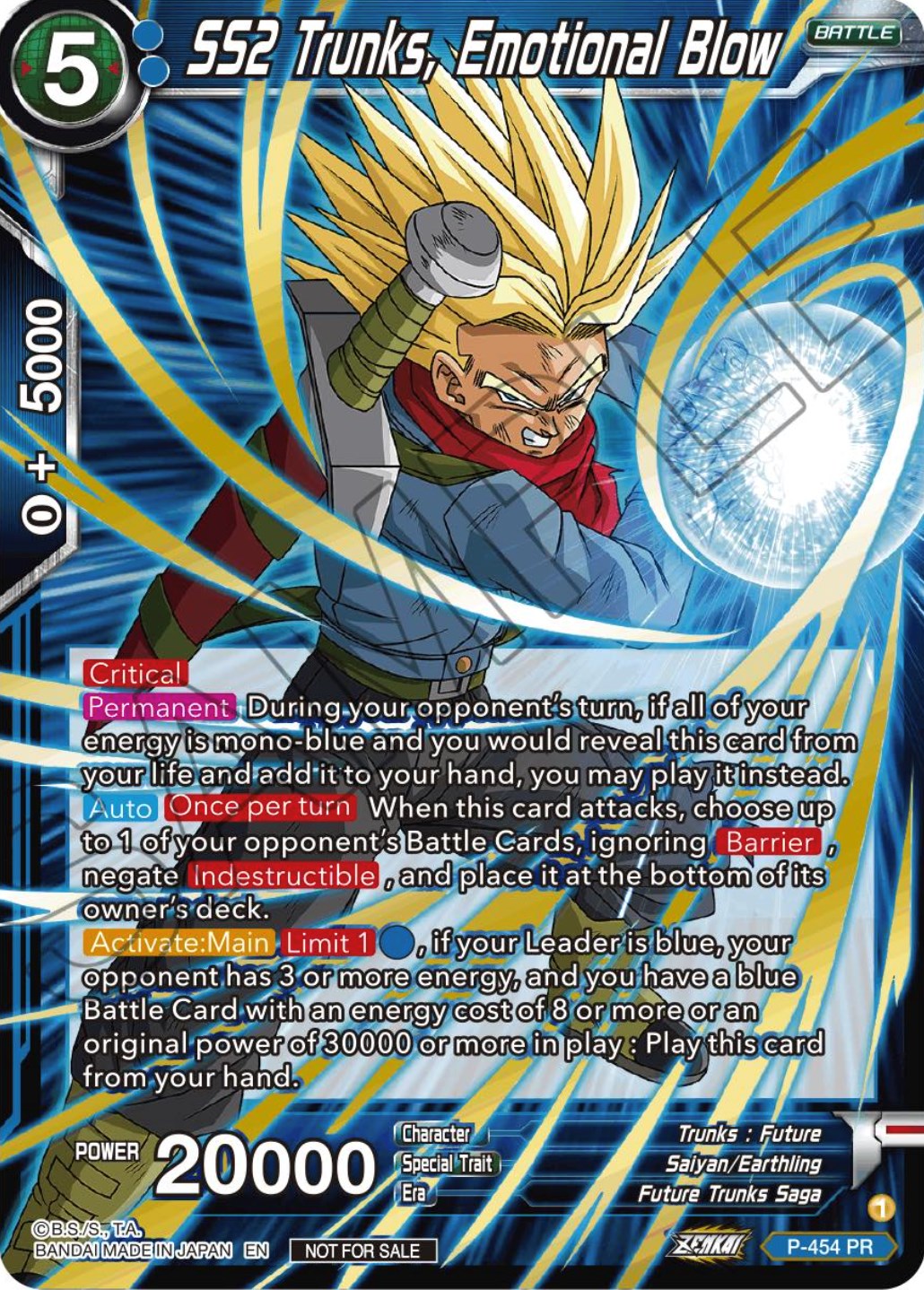 SS2 Trunks, Emotional Blow (Championship Selection Pack 2023 Vol.1) (Holo) (P-454) [Tournament Promotion Cards] | Dragon's Lair Comics and Fantasy Houston TX