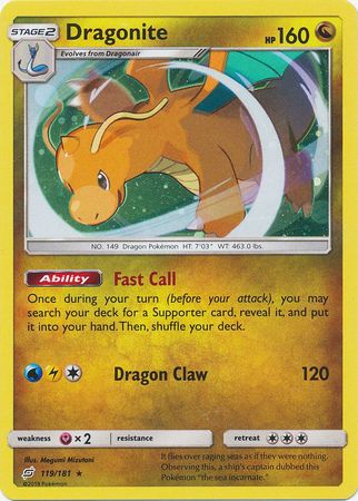 Dragonite (119/181) (Cosmos Holo) [Sun & Moon: Team Up] | Dragon's Lair Comics and Fantasy Houston TX