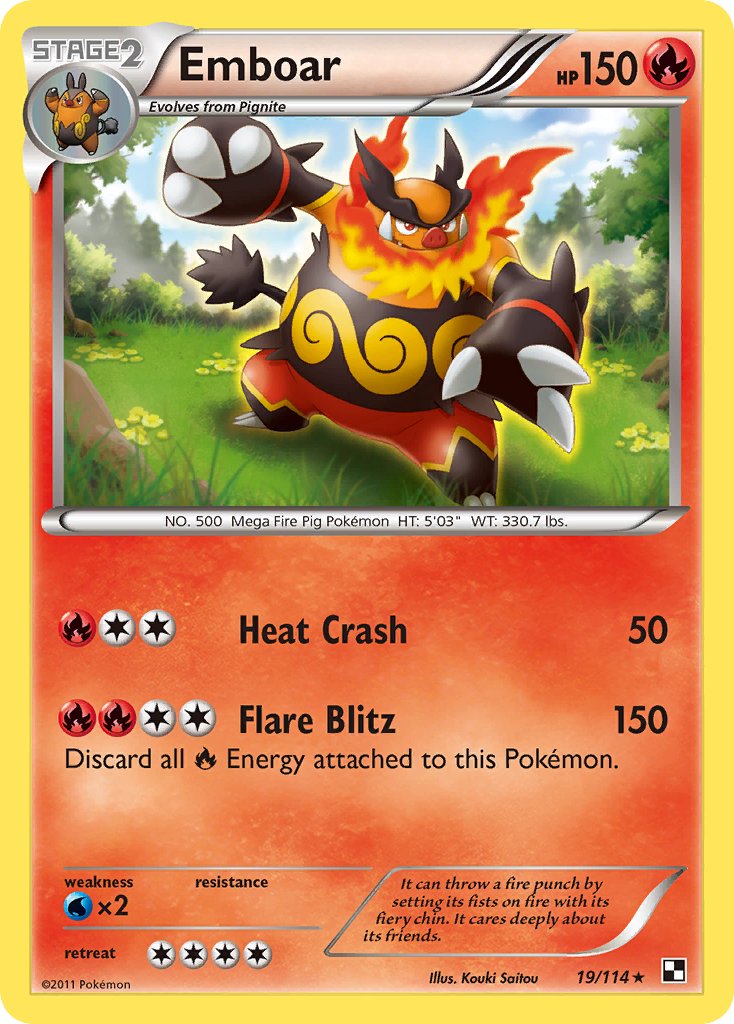 Emboar (19/114) (Cracked Ice Holo) (Theme Deck Exclusive) [Black & White: Base Set] | Dragon's Lair Comics and Fantasy Houston TX