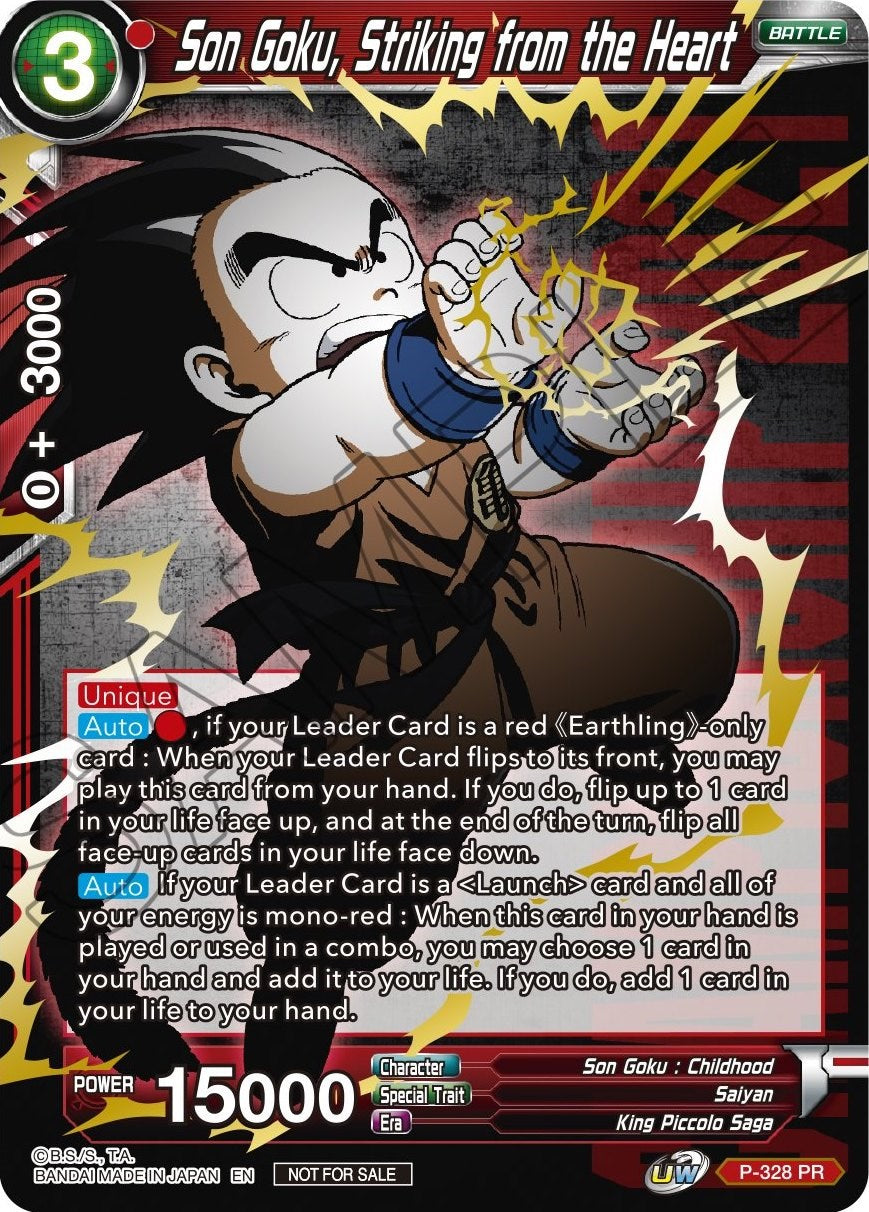 Son Goku, Striking from the Heart (Gold Stamped) (P-328) [Tournament Promotion Cards] | Dragon's Lair Comics and Fantasy Houston TX