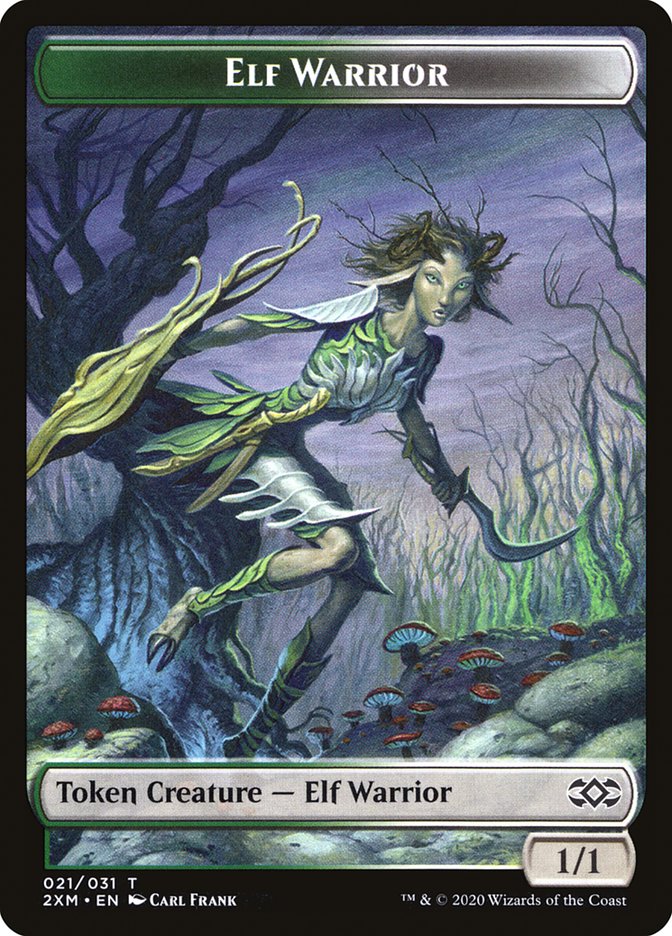 Golem // Elf Warrior Double-Sided Token [Double Masters Tokens] | Dragon's Lair Comics and Fantasy Houston TX