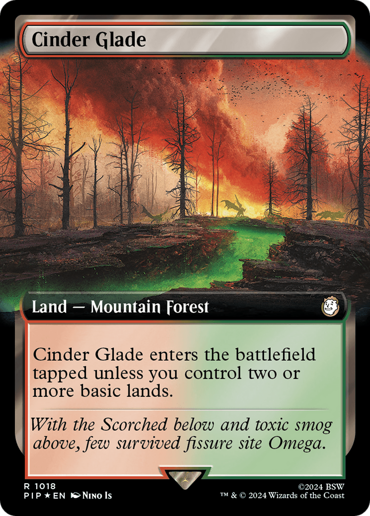 Cinder Glade (Extended Art) (Surge Foil) [Fallout] | Dragon's Lair Comics and Fantasy Houston TX