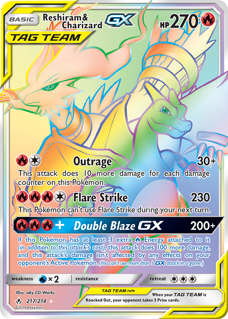 Reshiram & Charizard GX (217/214) [Sun & Moon: Unbroken Bonds] | Dragon's Lair Comics and Fantasy Houston TX