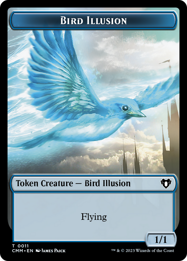 Spirit (0039) // Bird Illusion Double-Sided Token [Commander Masters Tokens] | Dragon's Lair Comics and Fantasy Houston TX