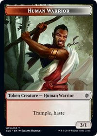 Human Warrior // Food (15) Double-Sided Token [Throne of Eldraine Tokens] | Dragon's Lair Comics and Fantasy Houston TX