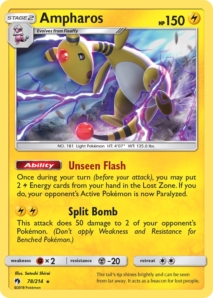 Ampharos (78/214) (Theme Deck Exclusive) [Sun & Moon: Lost Thunder] | Dragon's Lair Comics and Fantasy Houston TX