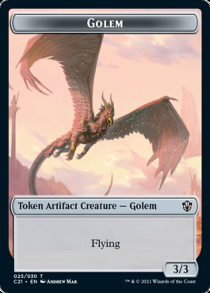 Golem (025) // Thopter Double-Sided Token [Commander 2021 Tokens] | Dragon's Lair Comics and Fantasy Houston TX