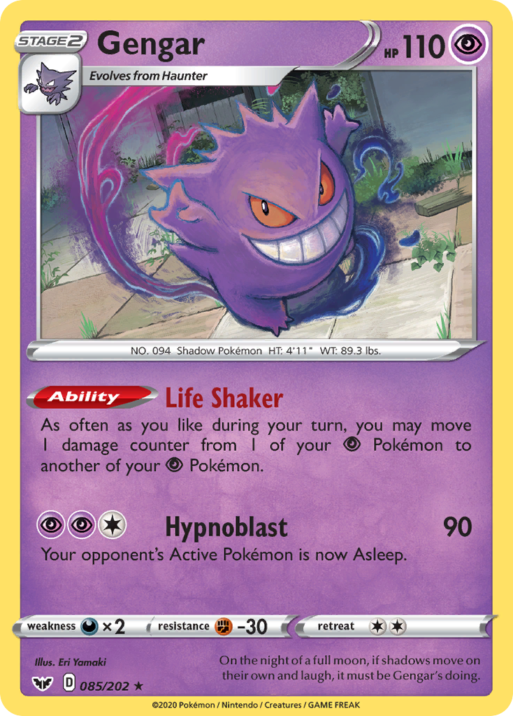 Gengar (085/202) [Sword & Shield: Base Set] | Dragon's Lair Comics and Fantasy Houston TX