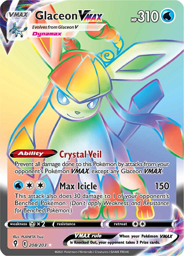 Glaceon VMAX (208/203) [Sword & Shield: Evolving Skies] | Dragon's Lair Comics and Fantasy Houston TX