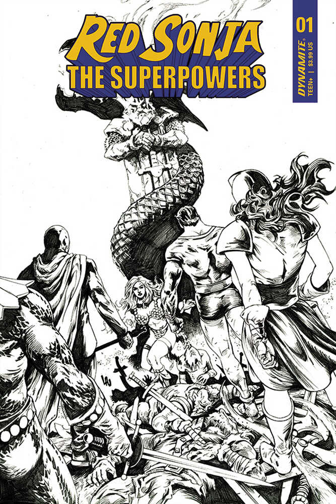 Red Sonja The Superpowers #1 15 Copy Lau Black & White Variant Edition | Dragon's Lair Comics and Fantasy Houston TX