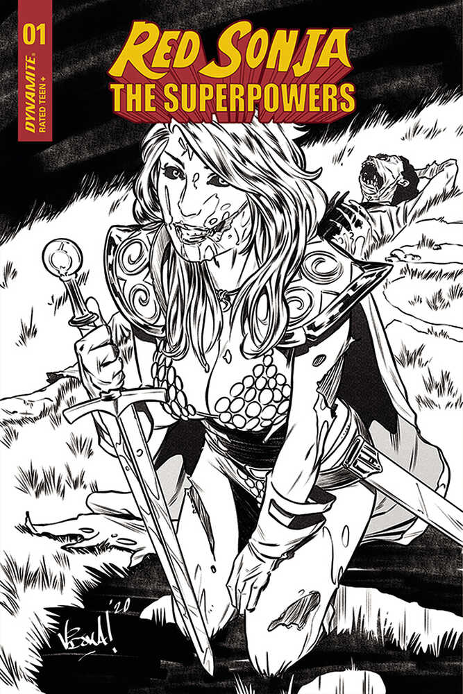 Red Sonja The Superpowers #1 15 Copy Federici Zombie Black & White Inc | Dragon's Lair Comics and Fantasy Houston TX