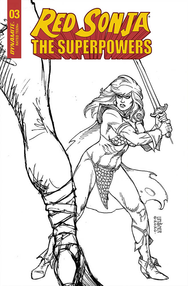 Red Sonja The Superpowers #3 10 Copy Linsner Black & White Variant Edition | Dragon's Lair Comics and Fantasy Houston TX