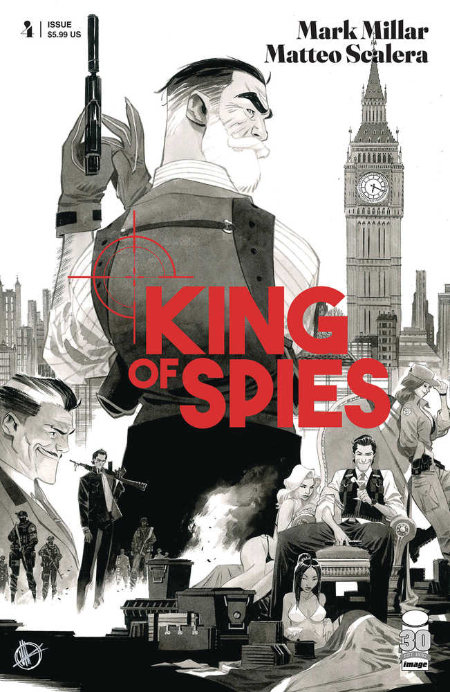 King Of Spies #4 (Of 4) Cover B Scalera Black & White | Dragon's Lair Comics and Fantasy Houston TX