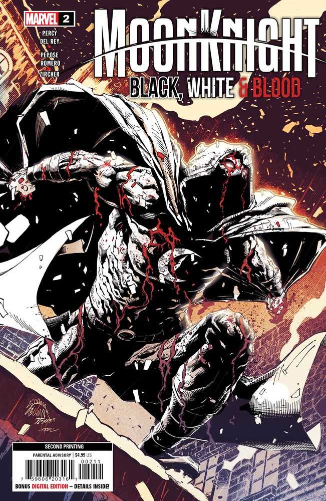 Moon Knight Black White Blood #2 (Of 4) 2ND Printing Stegman Variant | Dragon's Lair Comics and Fantasy Houston TX