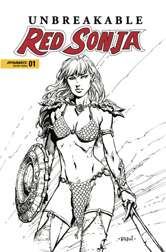 Unbreakable Red Sonja #1 Cover D Finch Black & White | Dragon's Lair Comics and Fantasy Houston TX