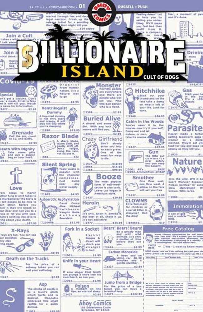 Billionaire Island Cult Of Dogs #1 (Of 6) Cover B 3 Copy Shannon Wheeler Unlock Variant (Mature) | Dragon's Lair Comics and Fantasy Houston TX