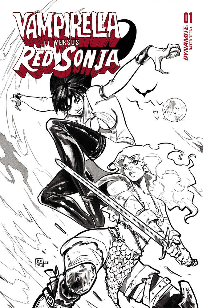 Vampirella vs Red Sonja #1 Cover V 7 Copy Foc Variant Edition Ranaldi Black & White | Dragon's Lair Comics and Fantasy Houston TX