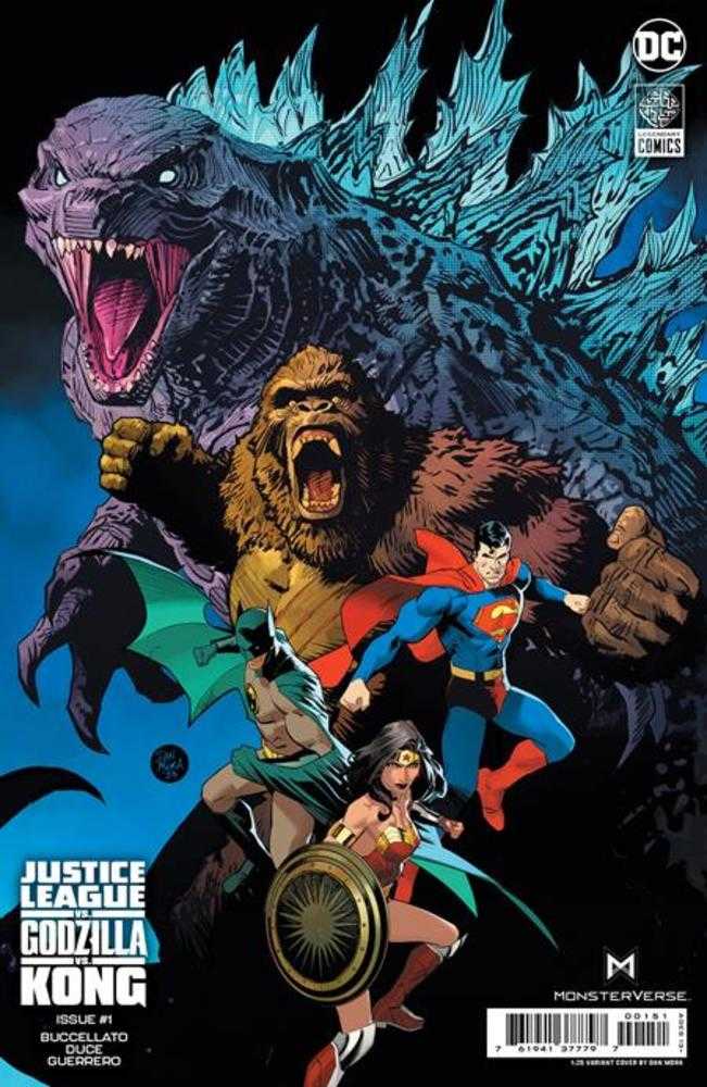 Justice League vs Godzilla vs Kong #1 (Of 7) Cover H 1 in 25 Dan Mora Card Stock Variant | Dragon's Lair Comics and Fantasy Houston TX