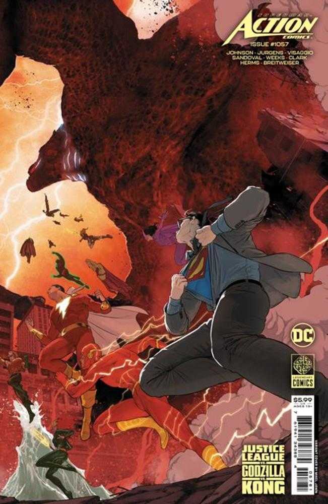 Action Comics #1057 Cover F Mikel Janin Justice League vs Godzilla vs Kong Card Stock Variant | Dragon's Lair Comics and Fantasy Houston TX