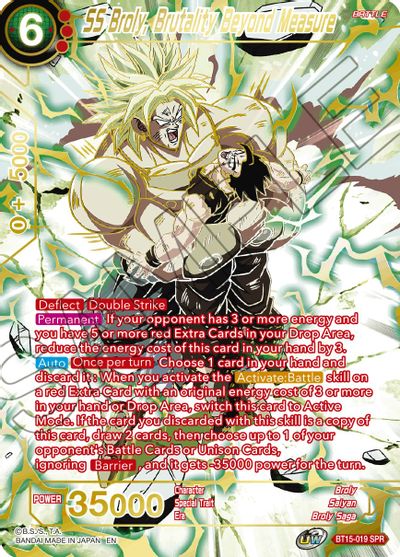 SS Broly, Brutality Beyond Measure (SPR) (BT15-019) [Saiyan Showdown] | Dragon's Lair Comics and Fantasy Houston TX