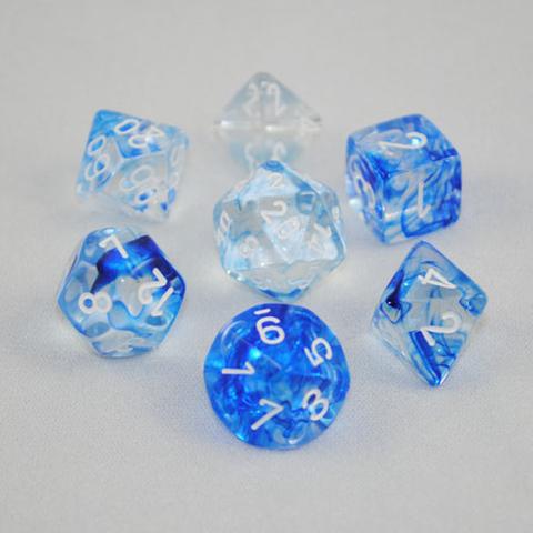 Chessex Dice Menagerie 6 Poly Nebula Dark Blue/White Poly 7 Set | Dragon's Lair Comics and Fantasy Houston TX