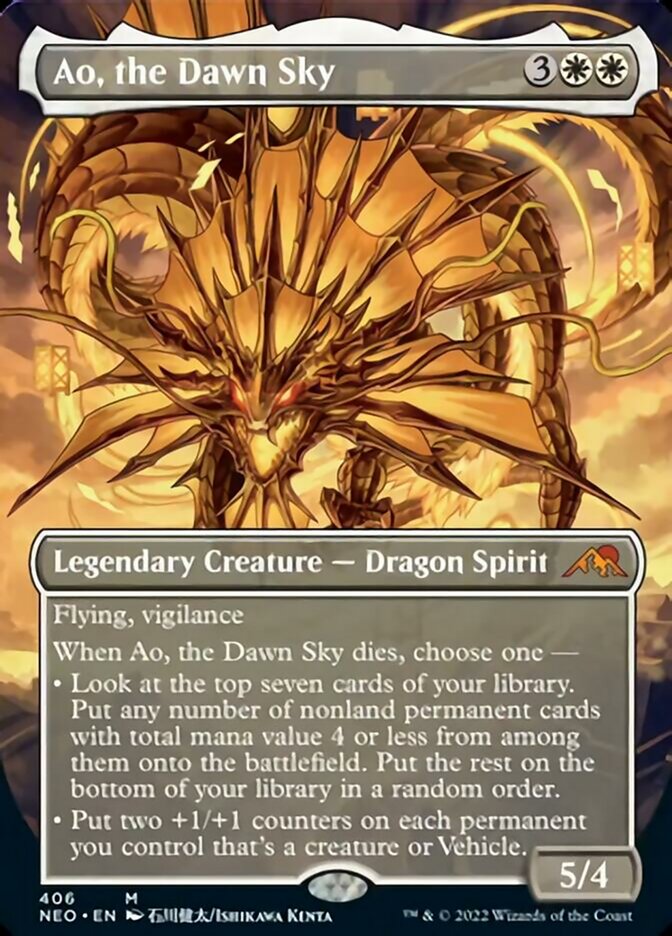 Ao, the Dawn Sky (Borderless Alternate Art) [Kamigawa: Neon Dynasty] | Dragon's Lair Comics and Fantasy Houston TX