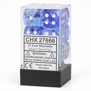 Chessex Dice Menagerie 6 Nebula 16mm D6 Drk Blue/White/Black 12 ct | Dragon's Lair Comics and Fantasy Houston TX