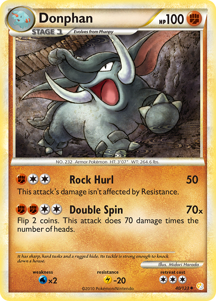 Donphan (40/123) [HeartGold & SoulSilver: Base Set] | Dragon's Lair Comics and Fantasy Houston TX